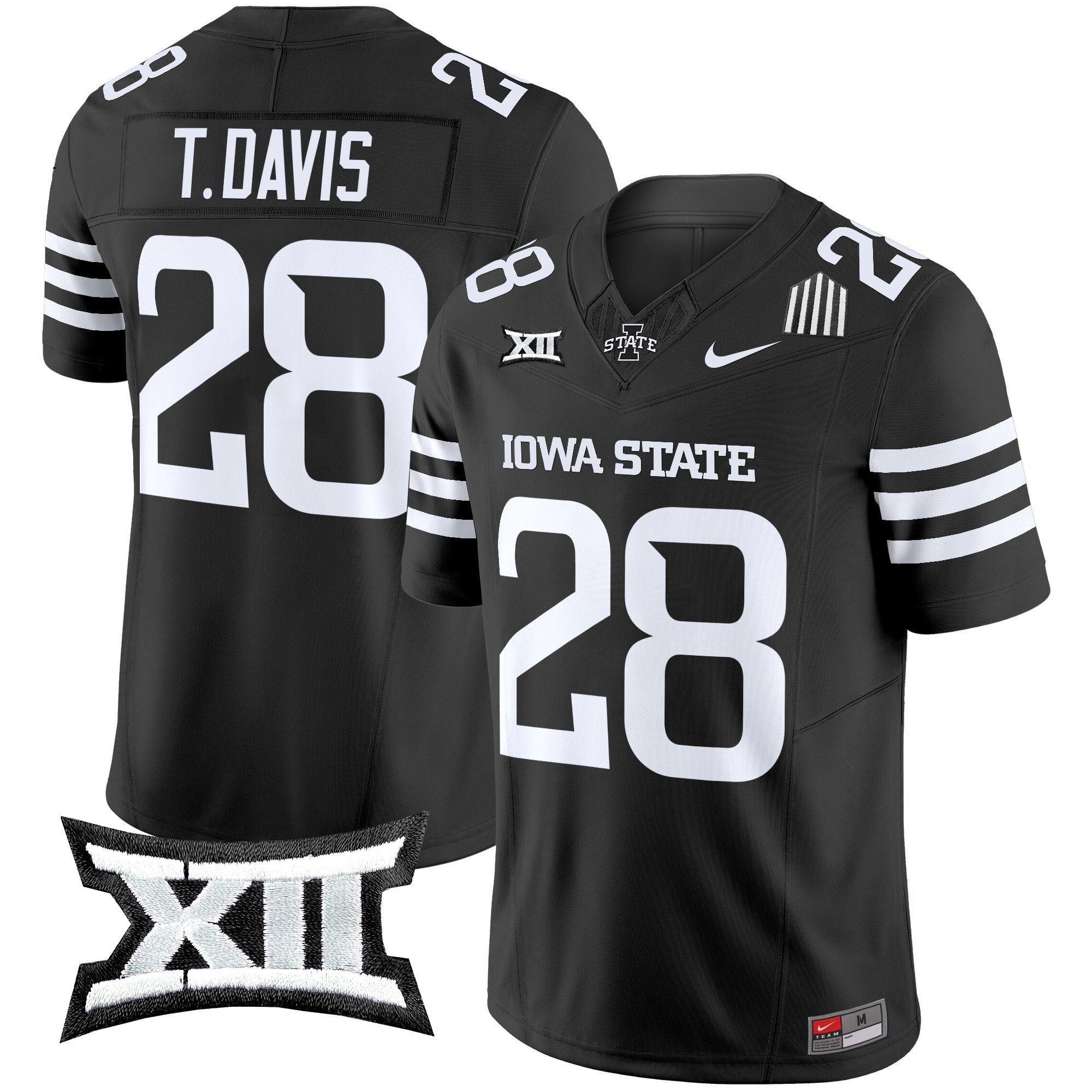 Men Iowa State Cyclones #28 T.Davis Black Nike 2024 Vapor Limited NCAA Jersey style 1